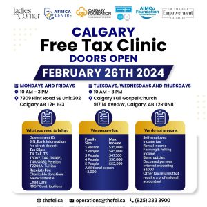 Doors open to file your taxes at two different locations, five days a week in Calgary. 